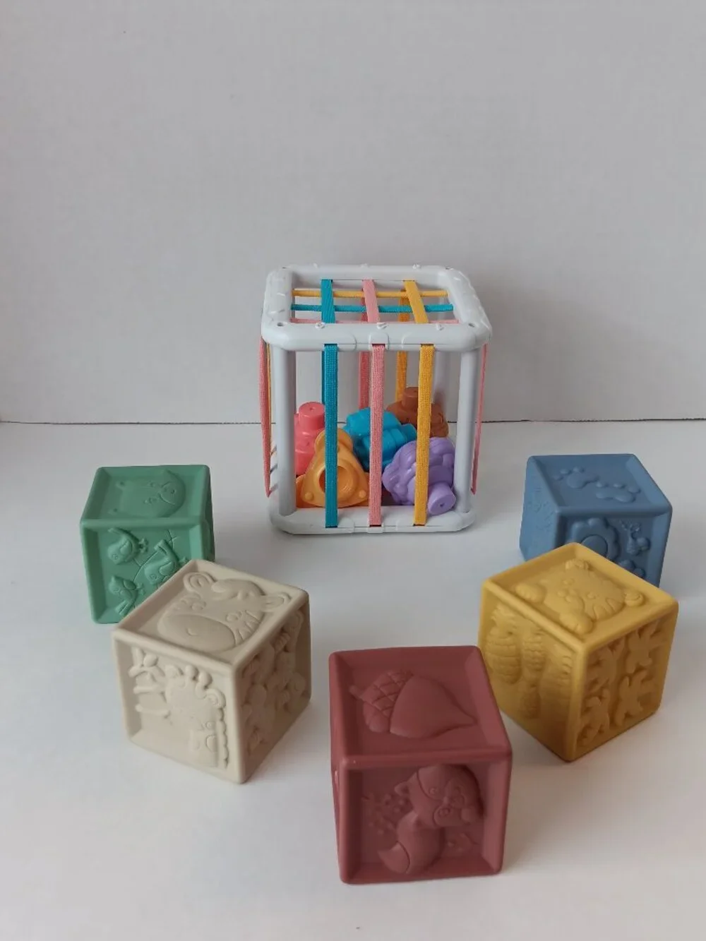 Baby Montessori Shape Sorter Cube Rainbow Colorful Blocks Educational Game Toy